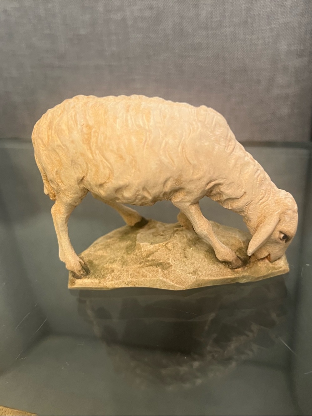 ANRI Nativity Lamb Standing Manger Bernardi Italy Hand Carved And Painted 1950s